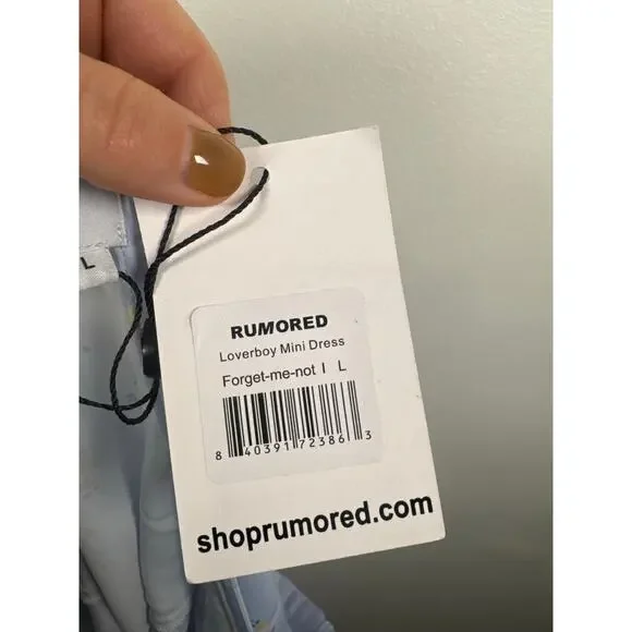 Rumored Loverboy Mini Dress | Forget-Me-Not, Blue Floral Print, Open Back, L NWT - Picture 5 of 9